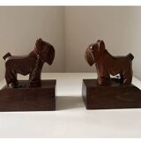 Pair of wooden bookends with Scottish Terrier dog design, 1950s