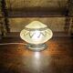 Vintage table lamp Globe saucer in frosted yellow glass with a trim.