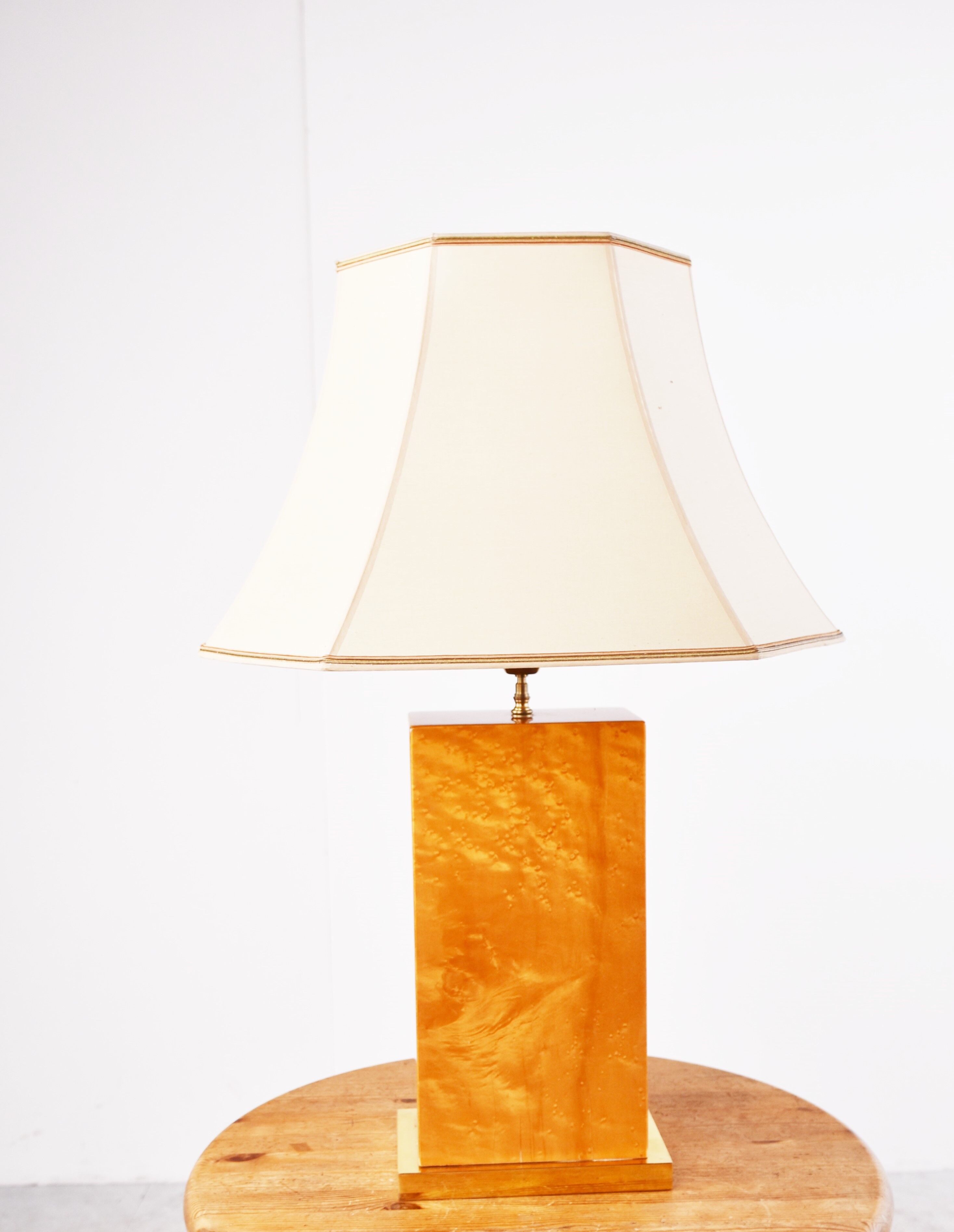 Vintage burl wood table lamp, 1970s
