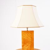 Lampe de table vintage en bois de loupe, années 1970