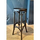 Set of 4 vintage bar stools in black wood