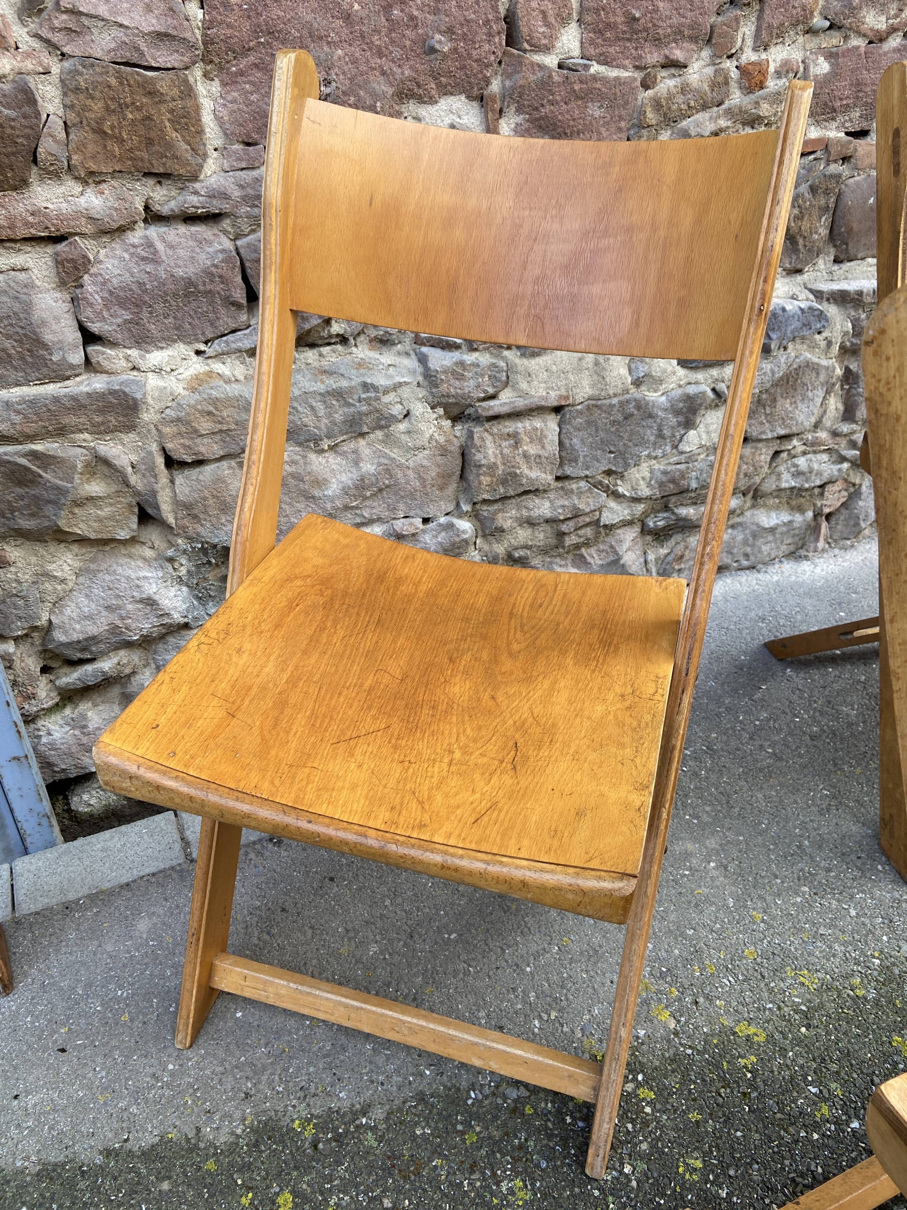 6 folding wooden bistro terrace cafe chairs 60's