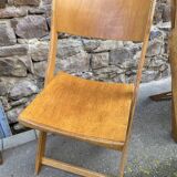 6 folding wooden bistro terrace cafe chairs 60's