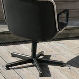 Pollock black leather reclining armchair with fixed ends