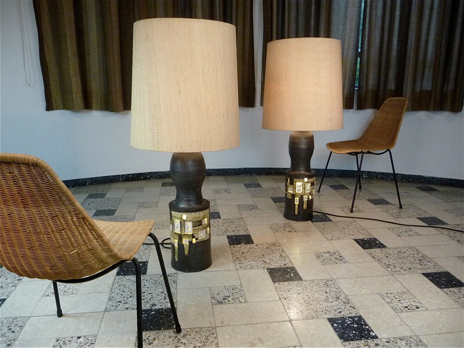 Ceramic table lamps by Georges Pelletier for Accolay France 1960s, Set of 2