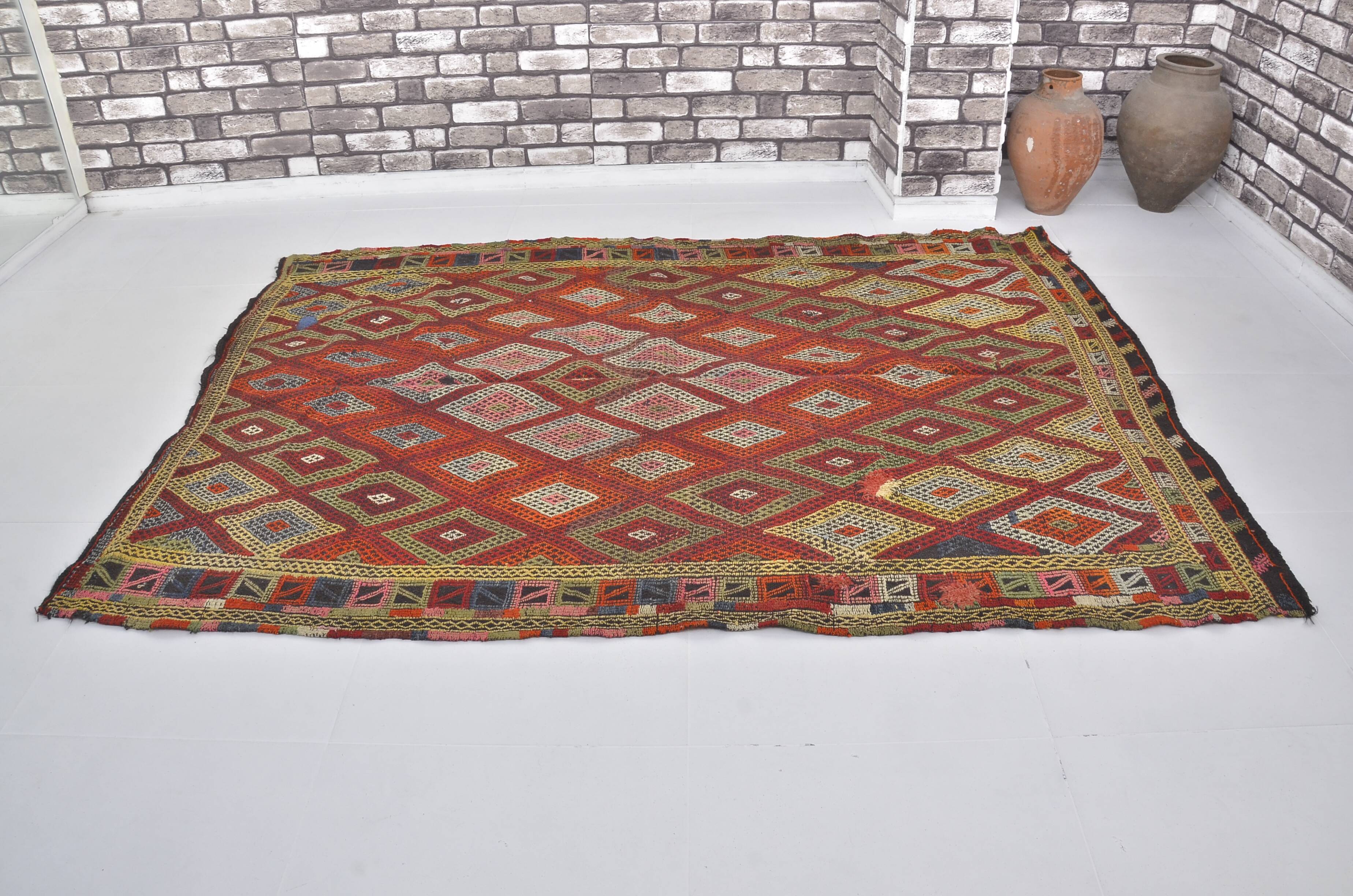 Tapis Kilim anatolien à motifs géométriques