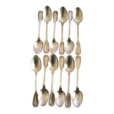 Lot of 12 classic silver-plated metal teaspoons 1900 Silversmith BOULENGER