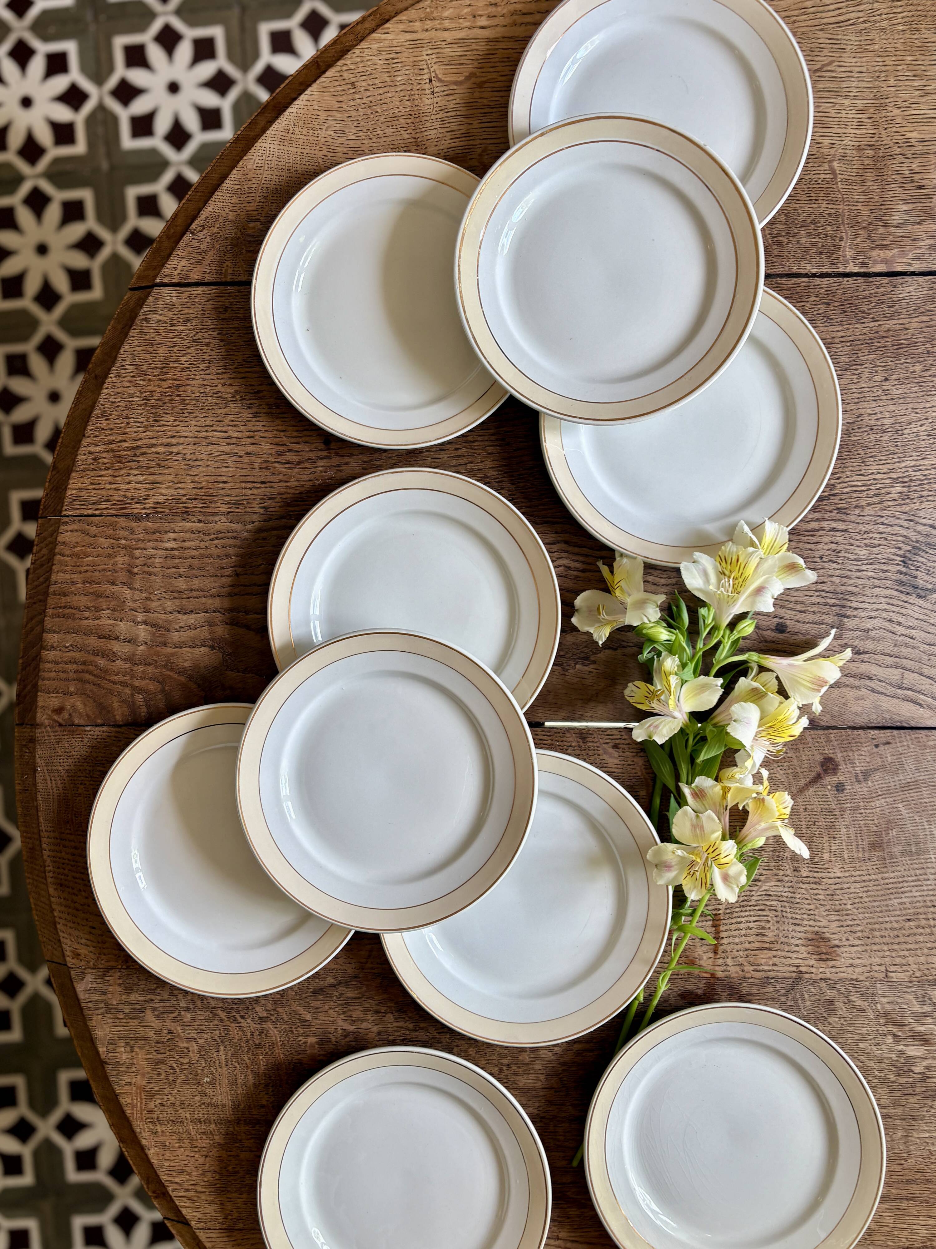 Set of 10 antique dessert plates - Auteuil from Lunéville