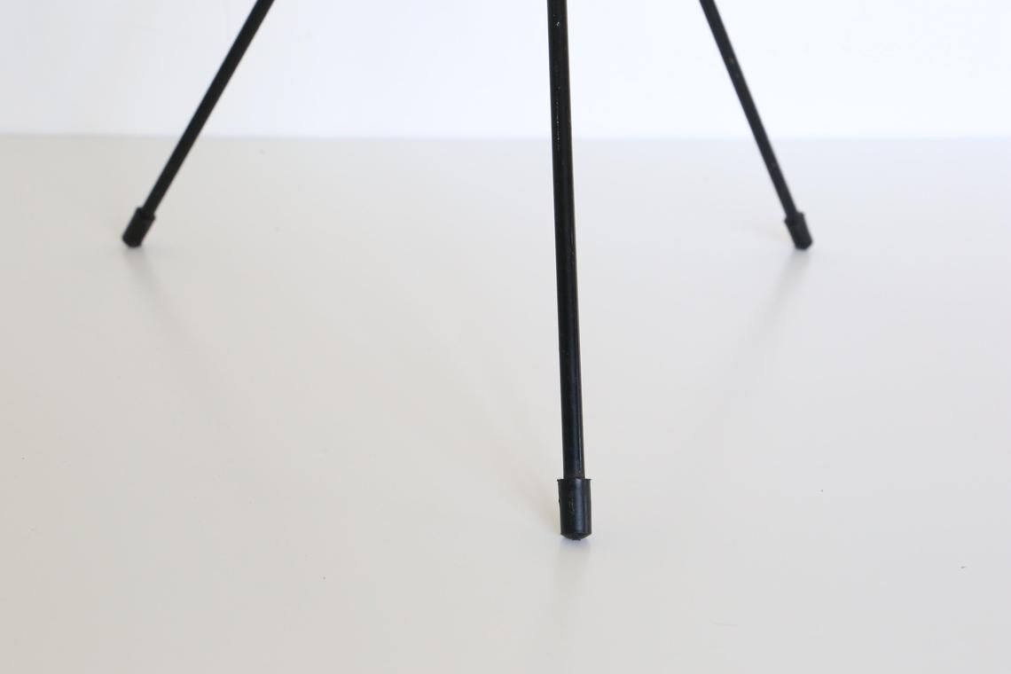 Black and yellow enamelled metal table, vintage, African Antelope motif, 1960