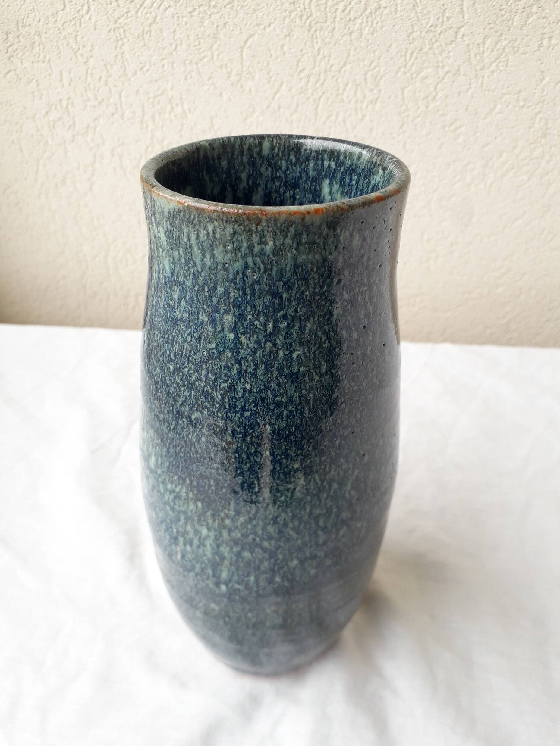 Blue stoneware vase