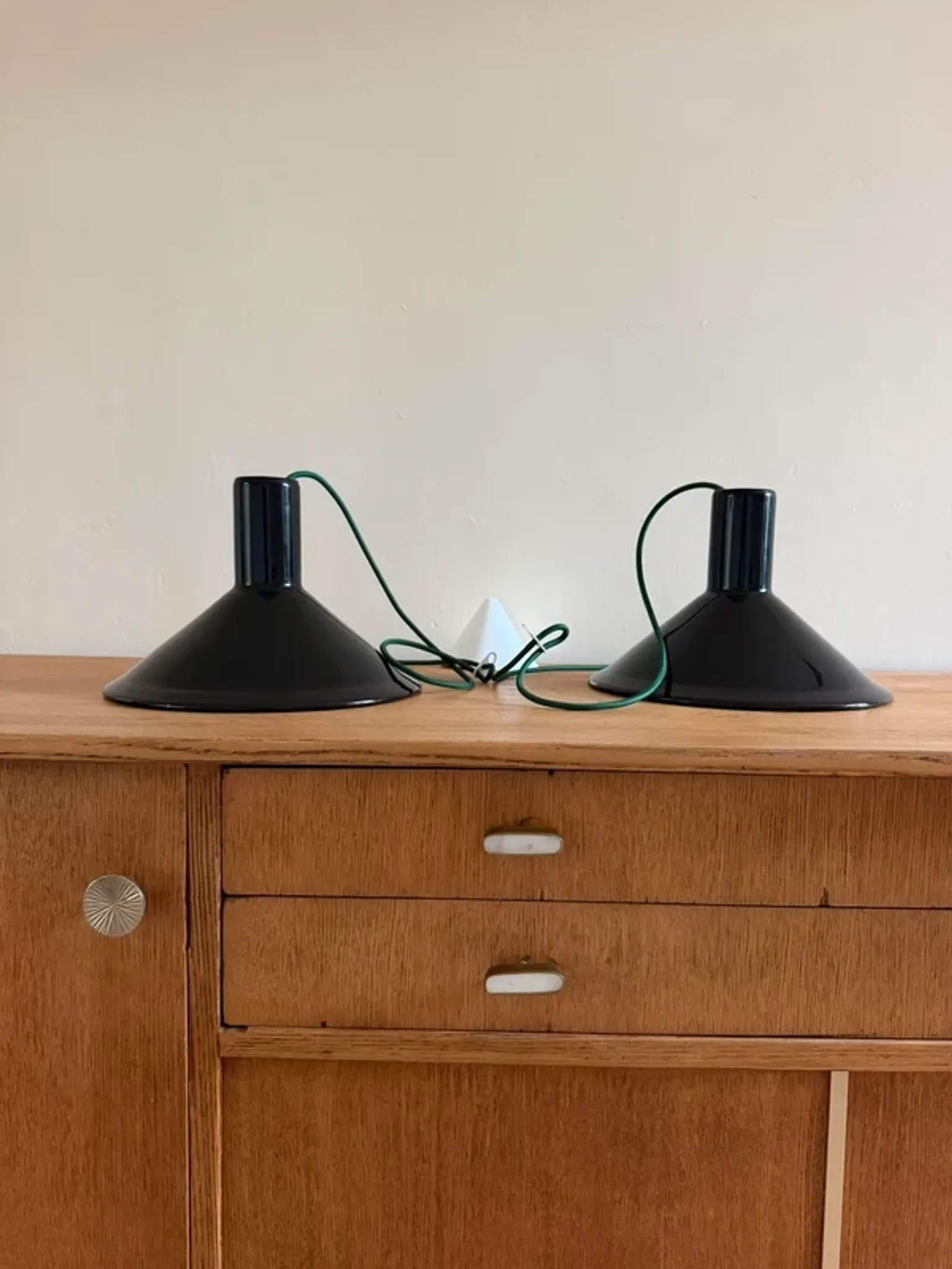 Vintage 2x Holmegaard P&T pendants - Michael Bang - Danish design lamp