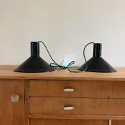 Vintage 2x Holmegaard P&T pendants - Michael Bang - Danish design lamp
