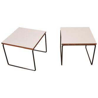 Pierre Guariche, paire de tables flottantes blanches pour Steiner, France,