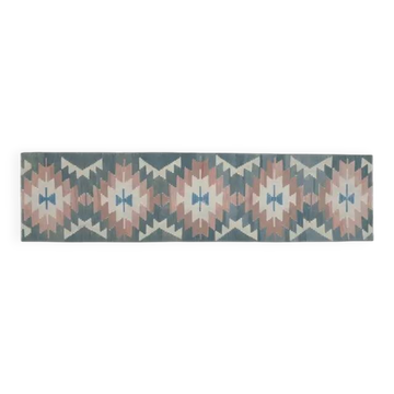 Tapis couloir vintage turc fait main en laine et coton des années 1970, 73x291.