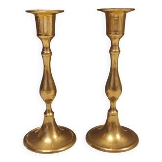 A set of classic Danish brass candle holders. Estimated 1960s.