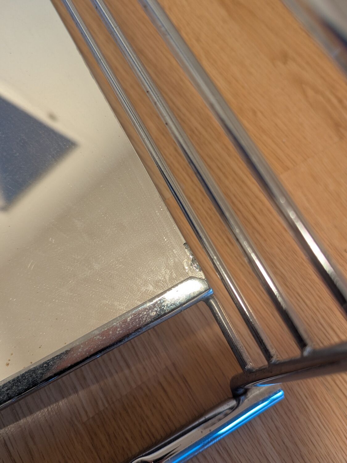 Coat rack with 4 hooks, mirror, chrome metal