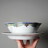 Old Lunéville sauce boat, opaque porcelain with polychrome decoration.