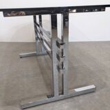 Large smoked glass and chrome table from the 70s