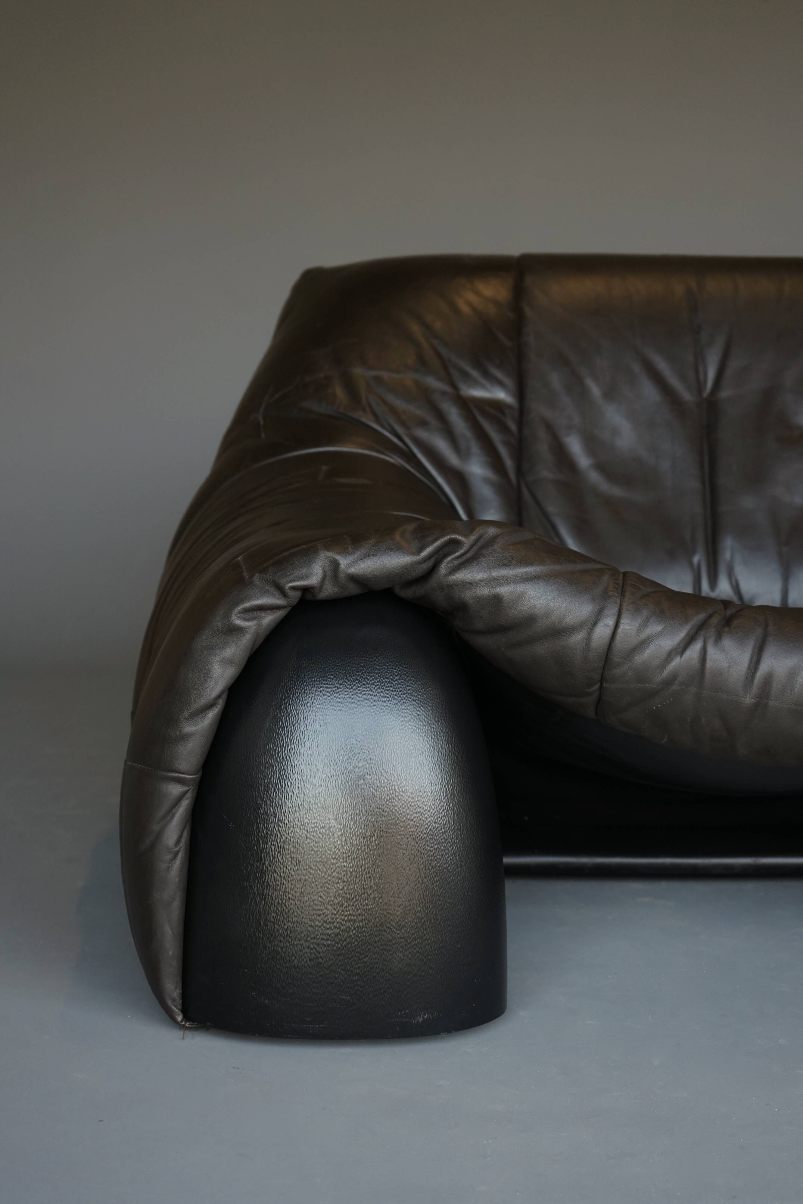 Amak Lounge Chair in brown leather by Annie Hieronimus for Cinna, 1980s