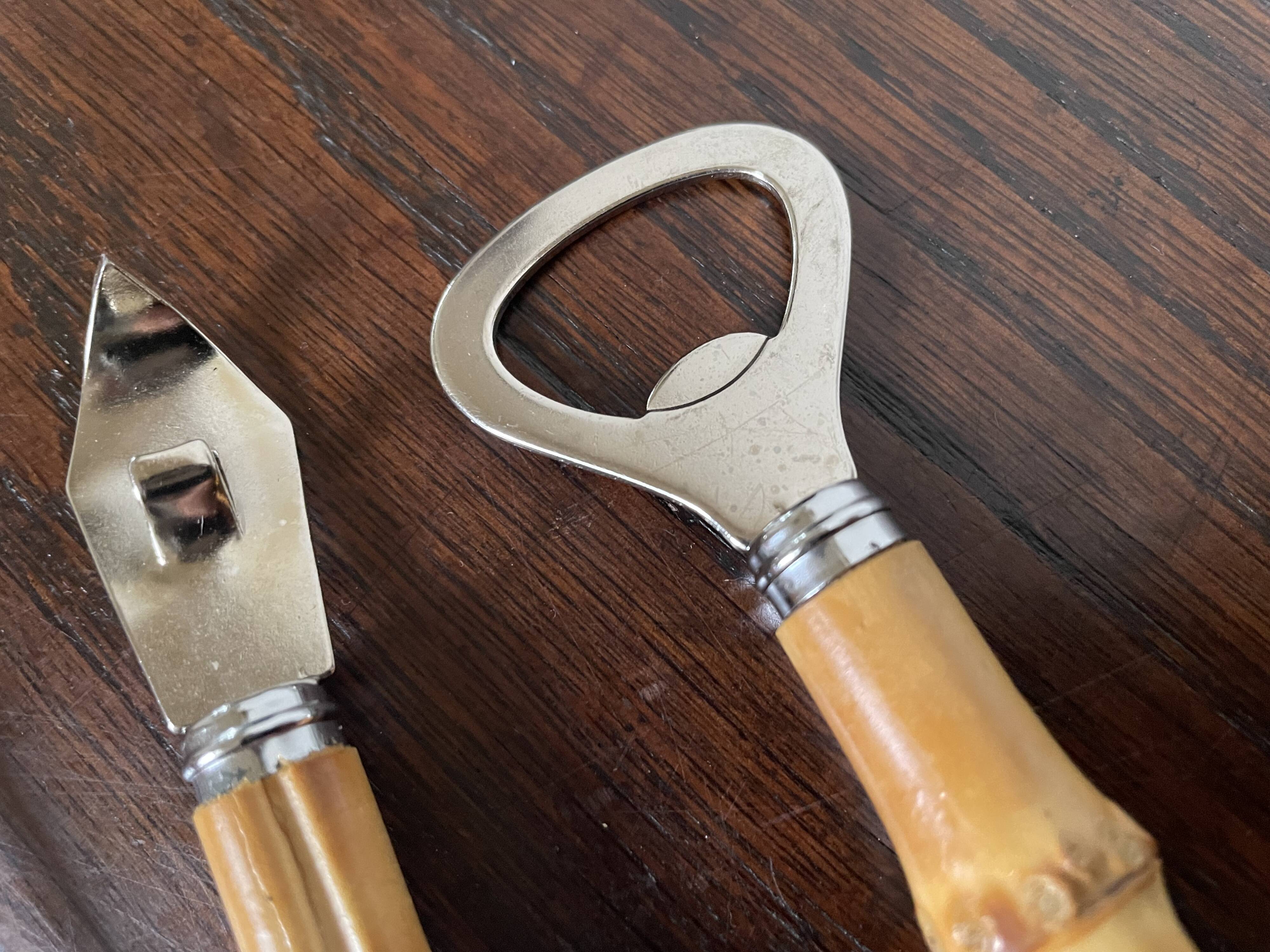 Bamboo handle bottle opener serving cutlery