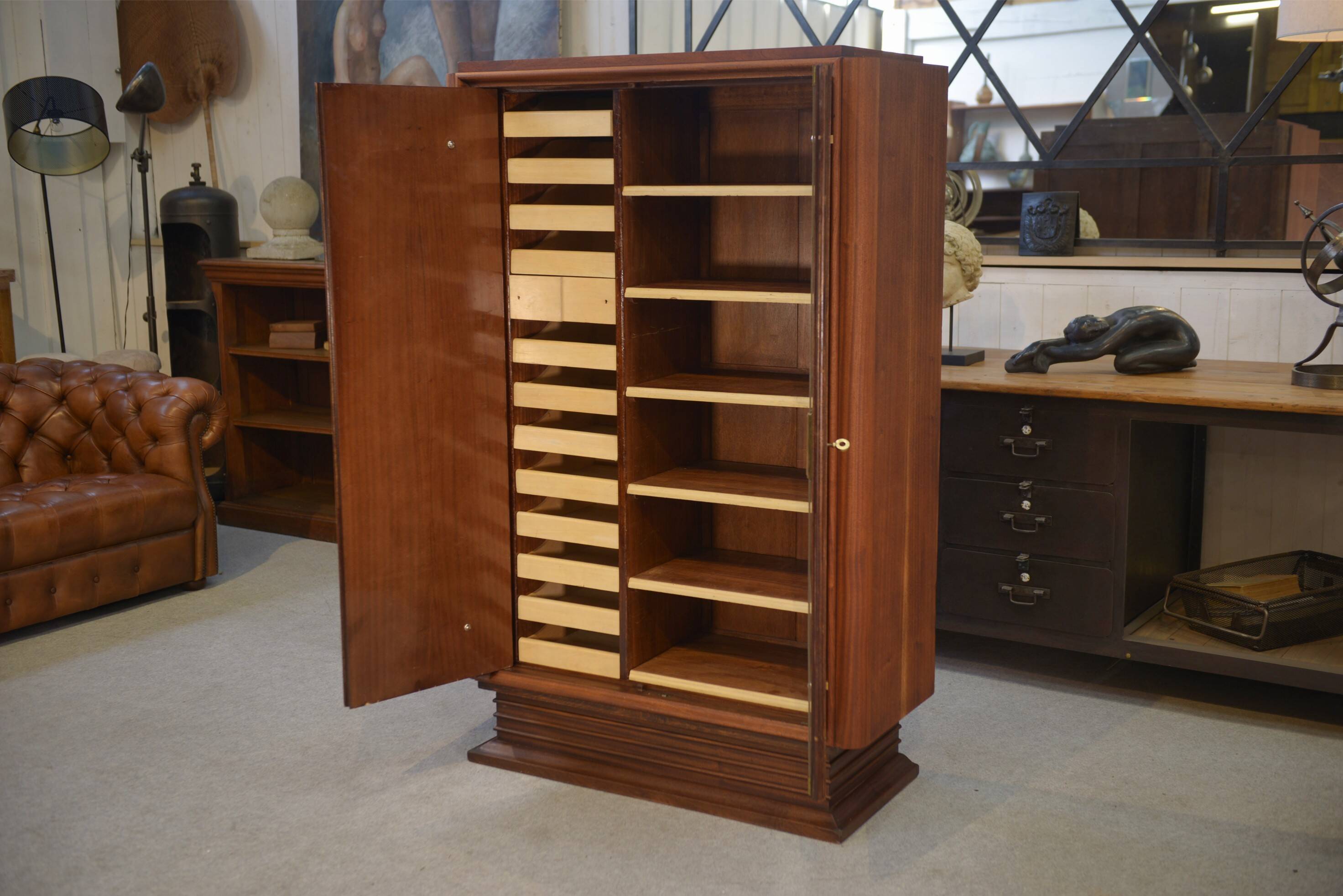 Art Deco mahogany wardrobe, signed A. Bicchierini, 1940s.