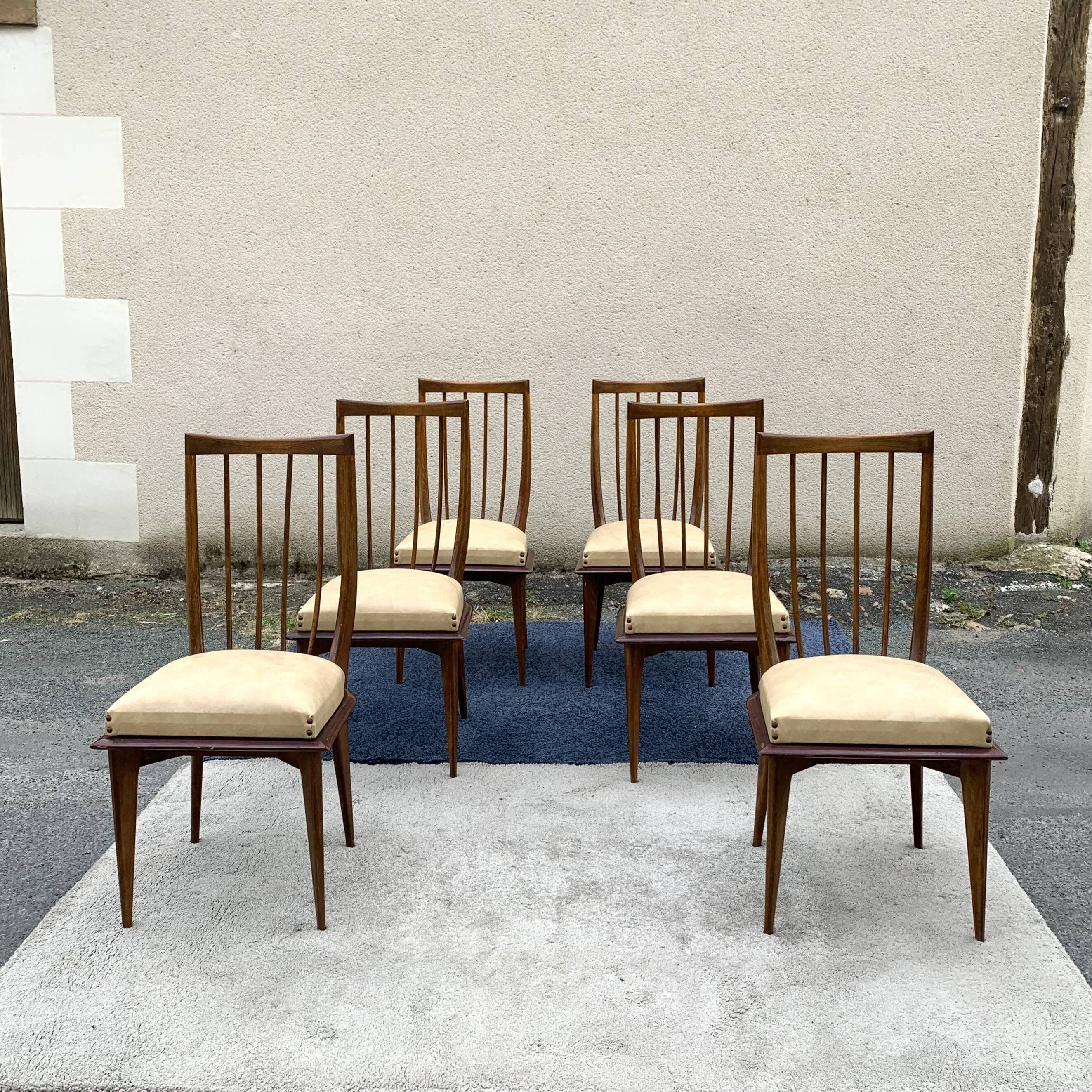 Set of 6 Scandinavian-inspired chairs from the 1960s