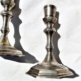 Candle holder of the brand E.P.N.S. hexagonal base 1 pair in silver metal