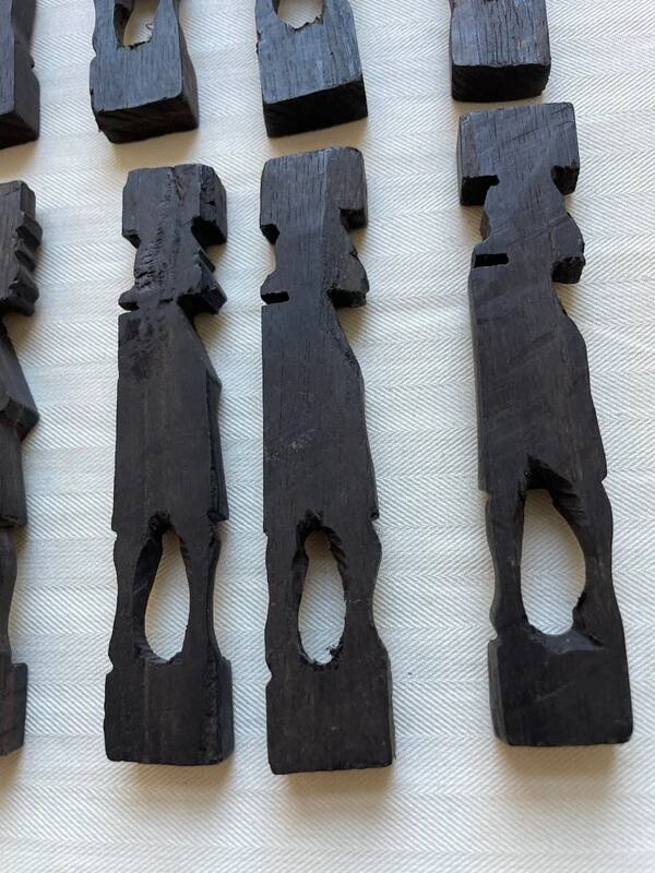 12 Carved Ebony Knife Holders in African Style