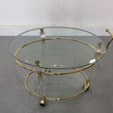 Italian Brass & Glass Bar Serving Cart Trolley, 1970s