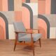 Grey wool armchair, 1960