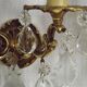Pair of French Vintage Double Bronze Crystal Wall Lights with Acanthus Detail