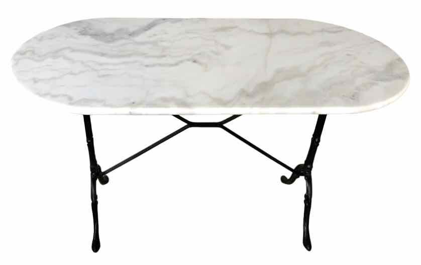 Oval marble and cast iron bistro table