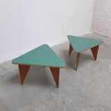 Unique pair of triangular coffee or side tables, 1960s