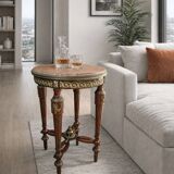 Guéridon Neoclassico in Mogano e Marmo Rosso Fine '800