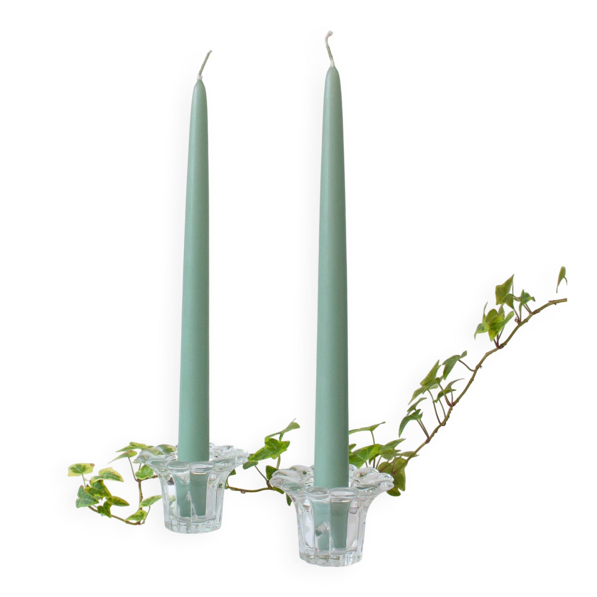 Vintage 1980s Reims-Style Glass Candle Holders