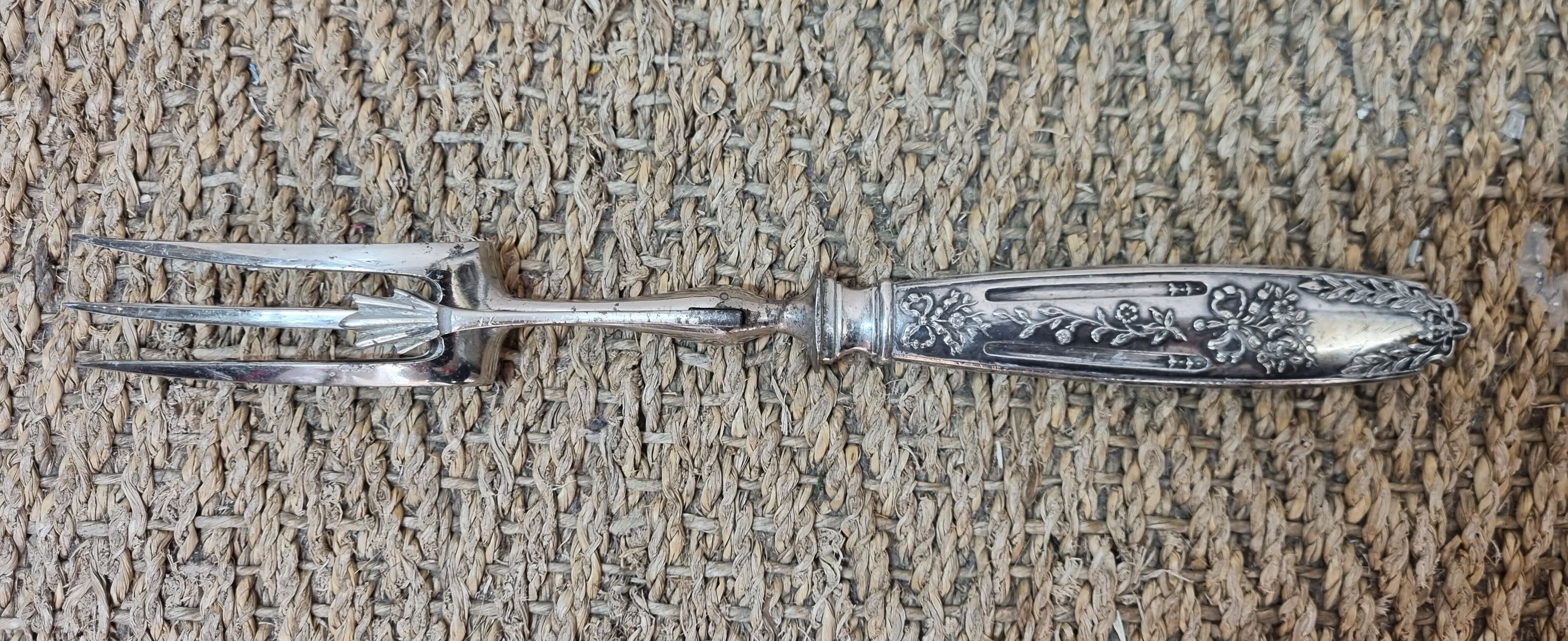 Meat fork solid silver early twentieth century