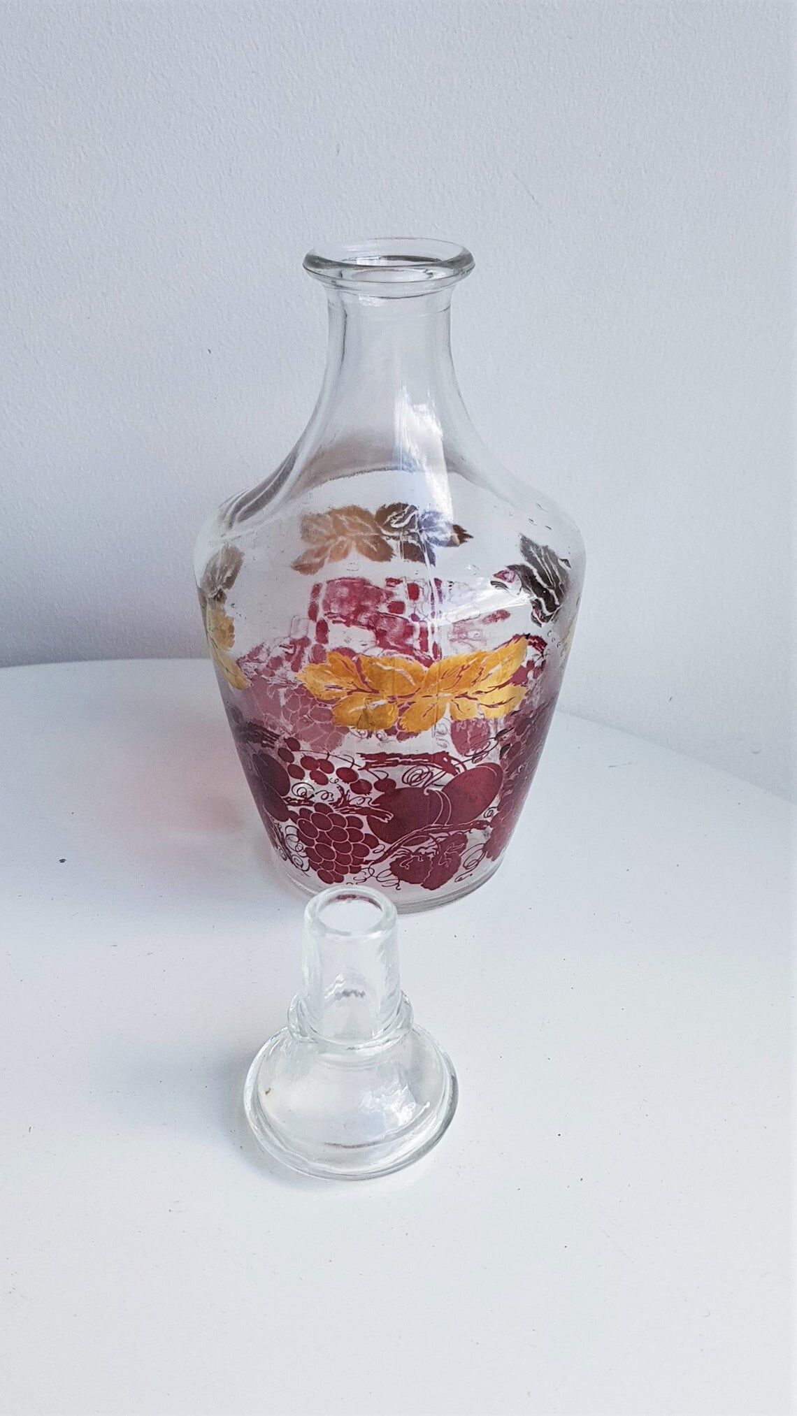 Pink and gilded glass liquor service