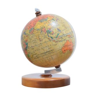 Mid-century Small Globe with  Wooden Base, by prof Paul Rath,1950‘s