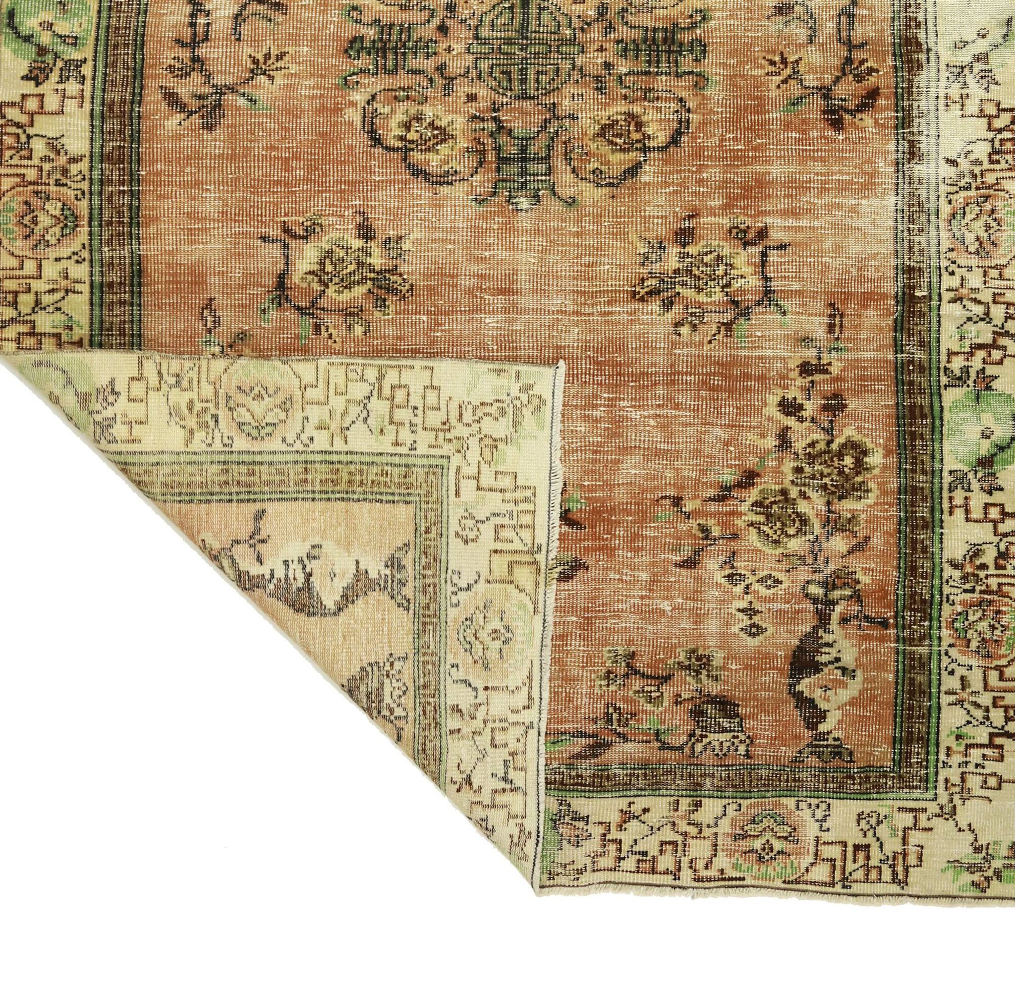One-of-a-kind turkish handwoven vintage rug - rustic vintage charm 291x 177 cm