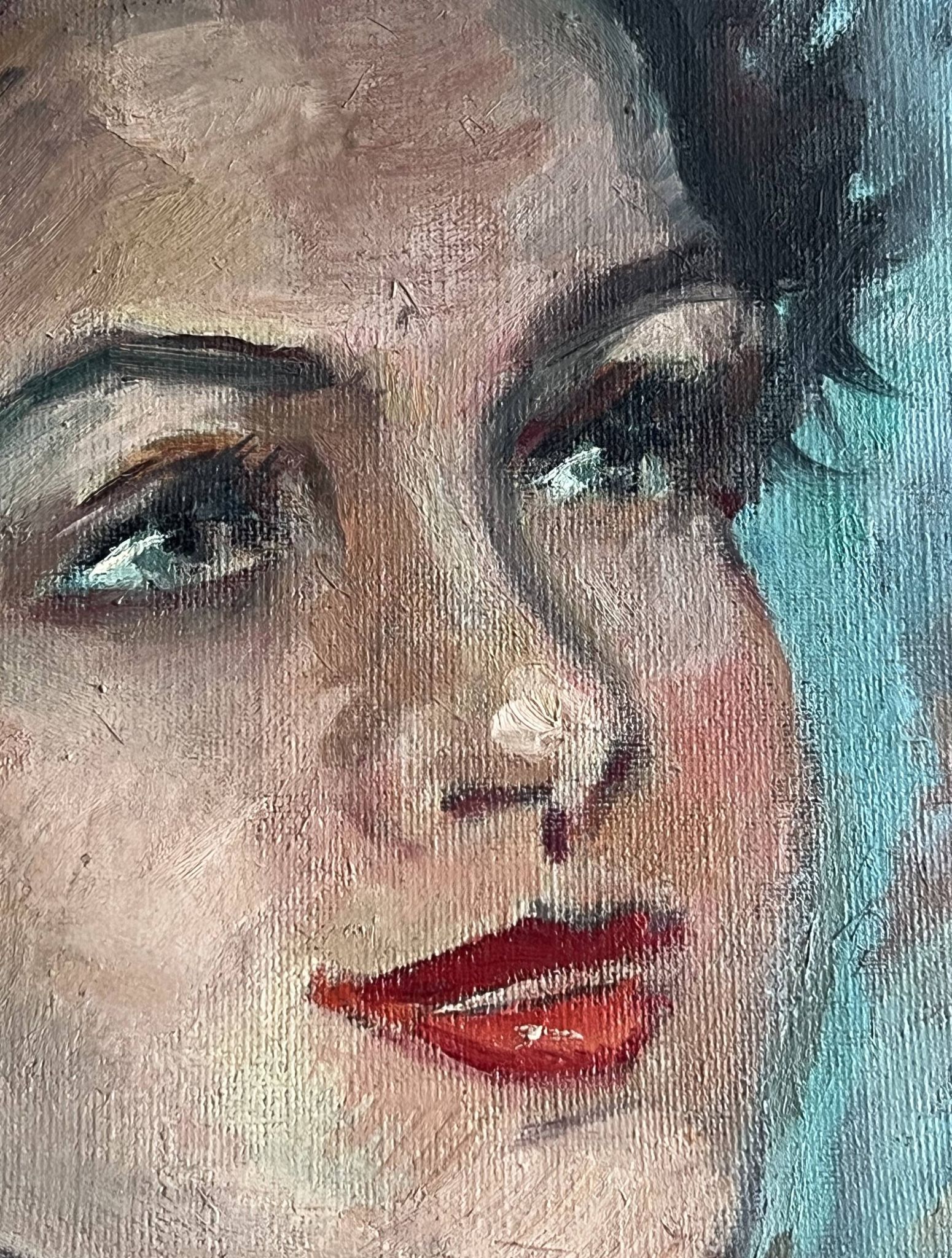 Portrait of a young woman by Gil d'Arvoy. 1950. Oil on canvas