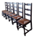 6 wooden and straw chairs