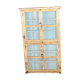 Burmese teak showcase with original beige & blue patina