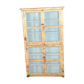 Burmese teak showcase with original beige & blue patina