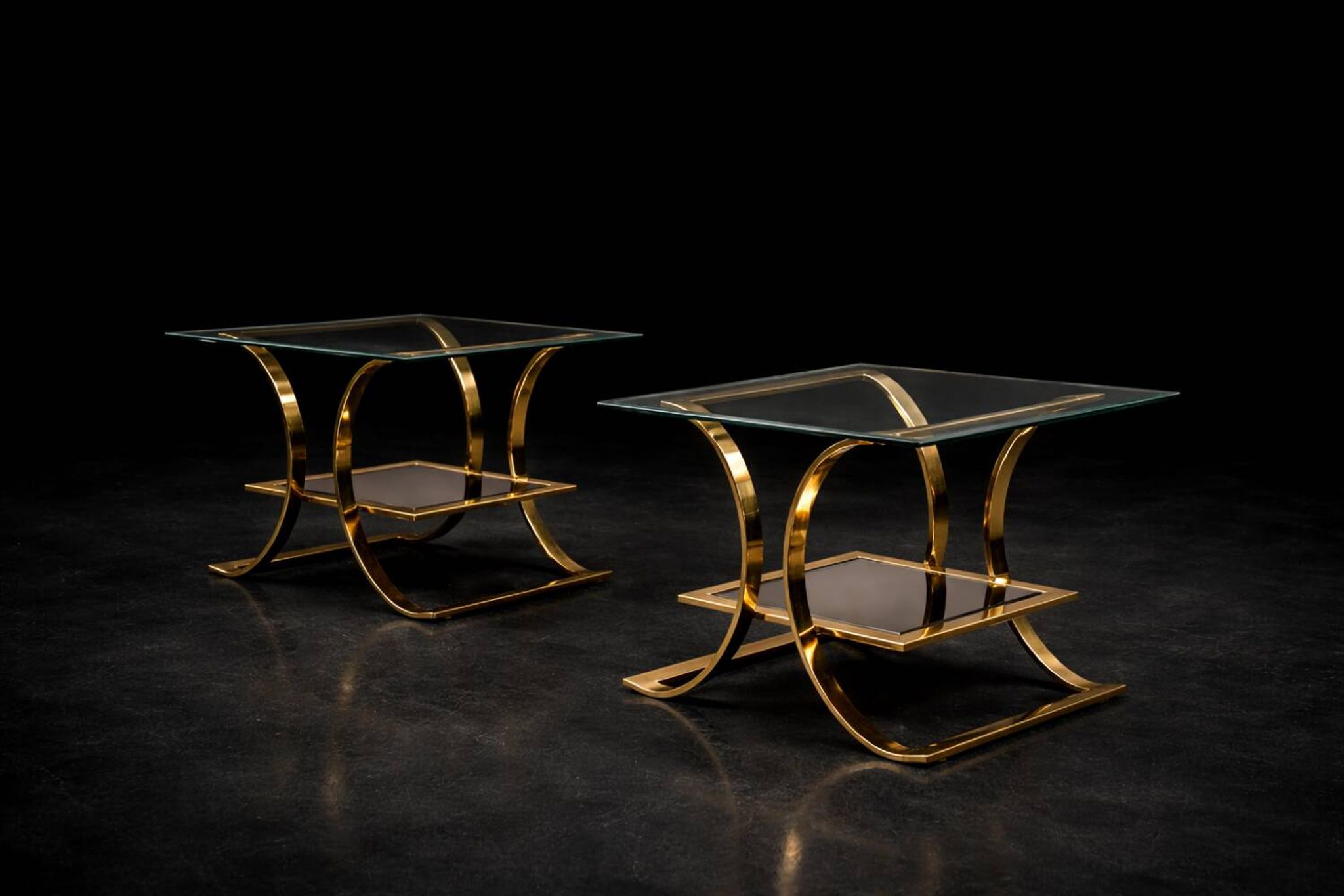 Vintage Mid-Century Italian Modern Glass Coffee Tables, 1960s, Set of 2
