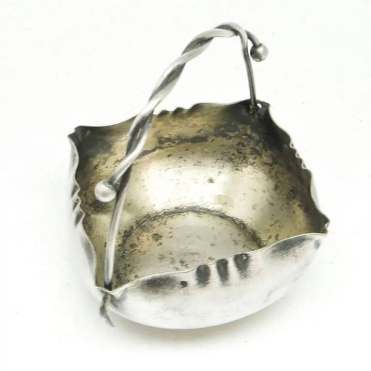 Basket sugar bowl, Art Nouveau, silver-plated brass, Poland, early 20th century