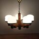 Lustre scandinave en pin & opaline par Jan Wickelgren pour Aneta Sweden, 1970s