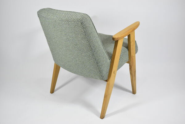 Fauteuil original vintage 366 J.Chierowski Pologne années 1960, tissu vert