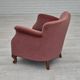 1960s, pair of Danish lounge chairs, original condition, light pink furniture velour.