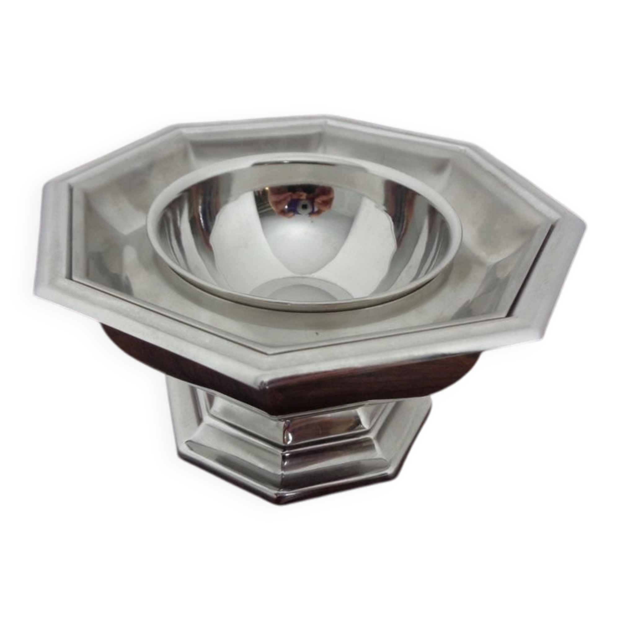 French stainless steel caviar bowl by Jean Couzon, 1970s