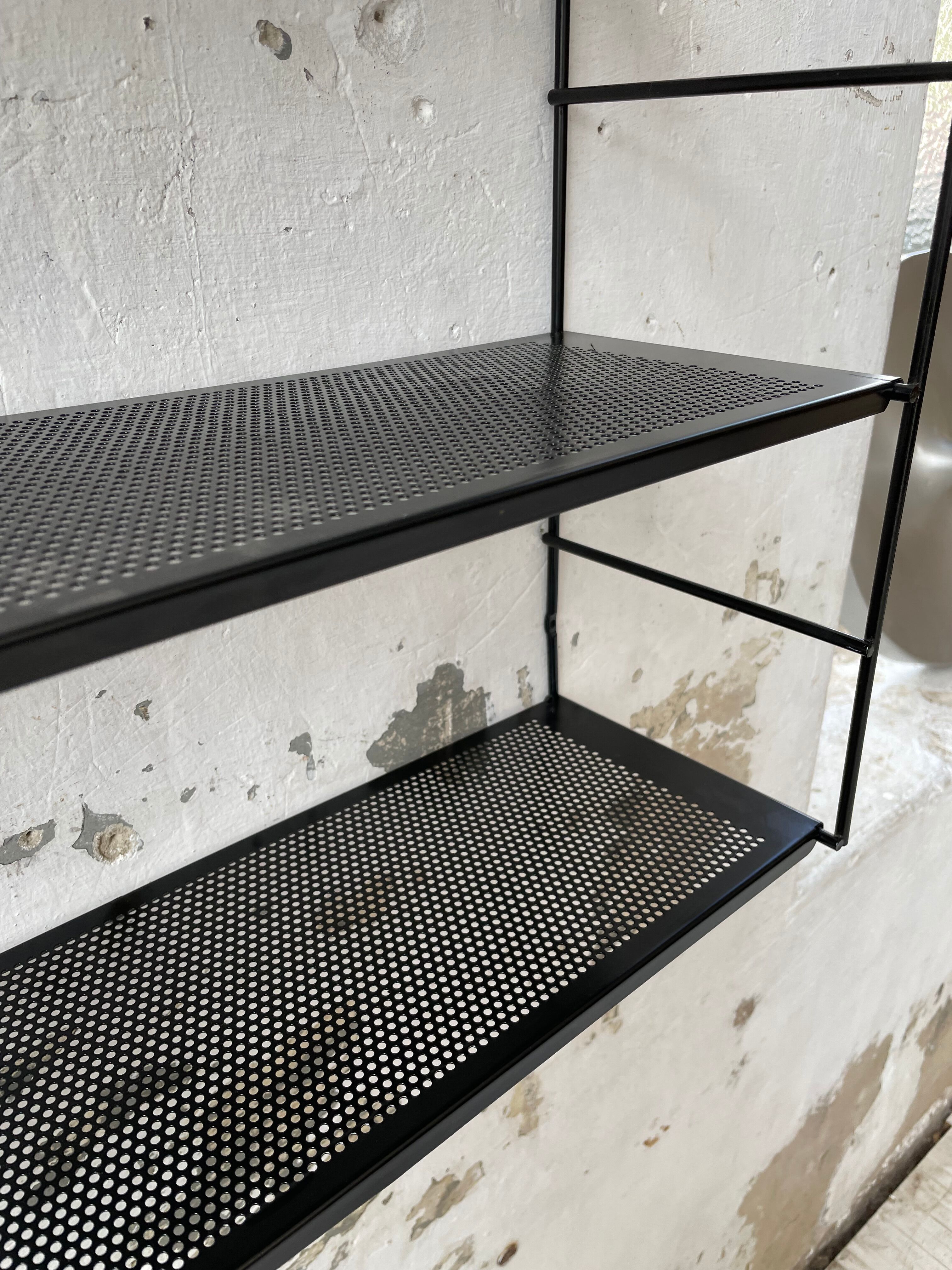 Black metal string shelf
